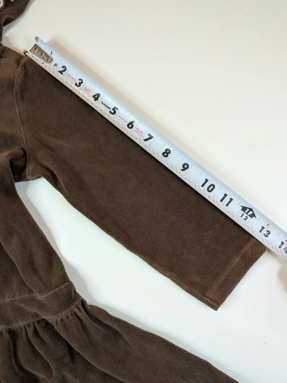 Gymboree Girls Size 5 Brown Velour Hooded Dress Embroidered Hearts